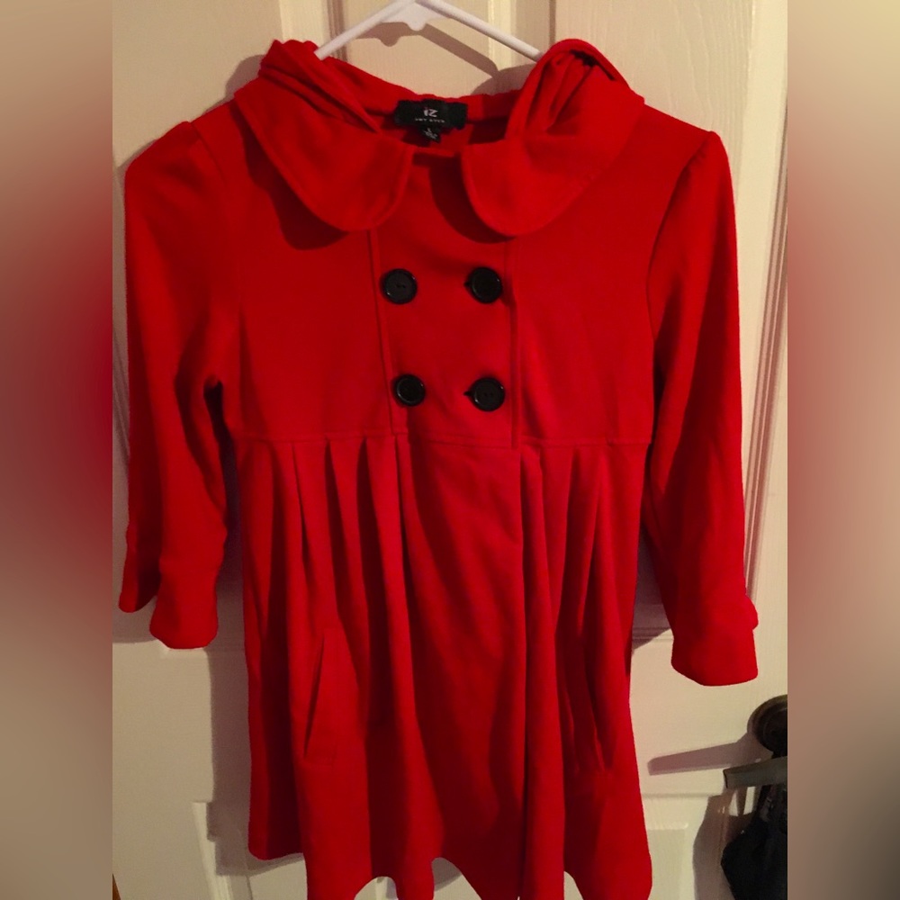 IZ Amy Byer Red Button Up Hooded Coat Girl’s Large